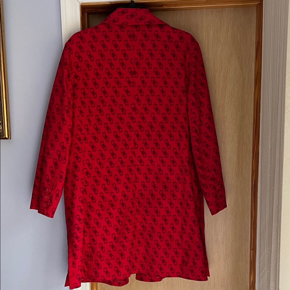 Essentials Red Patterned Trench Coat - image 7